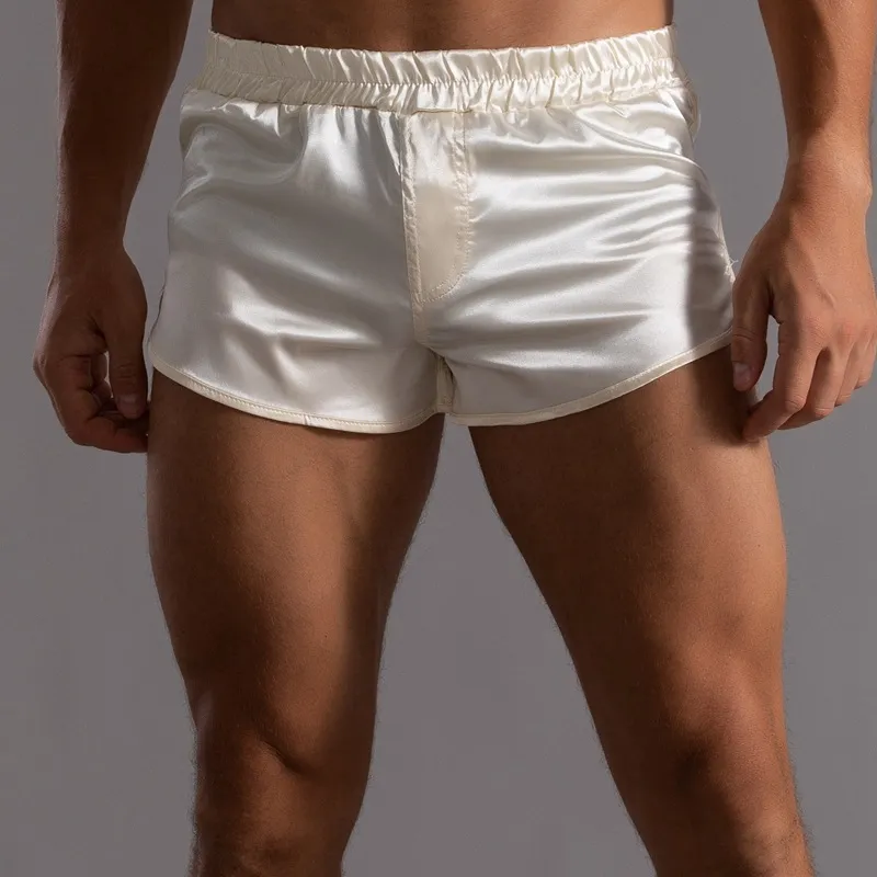Men's Silk Satin Boxer Shorts Casual Solid Color Loose Fit Comfortable Lightweight Loungewear Short Pants