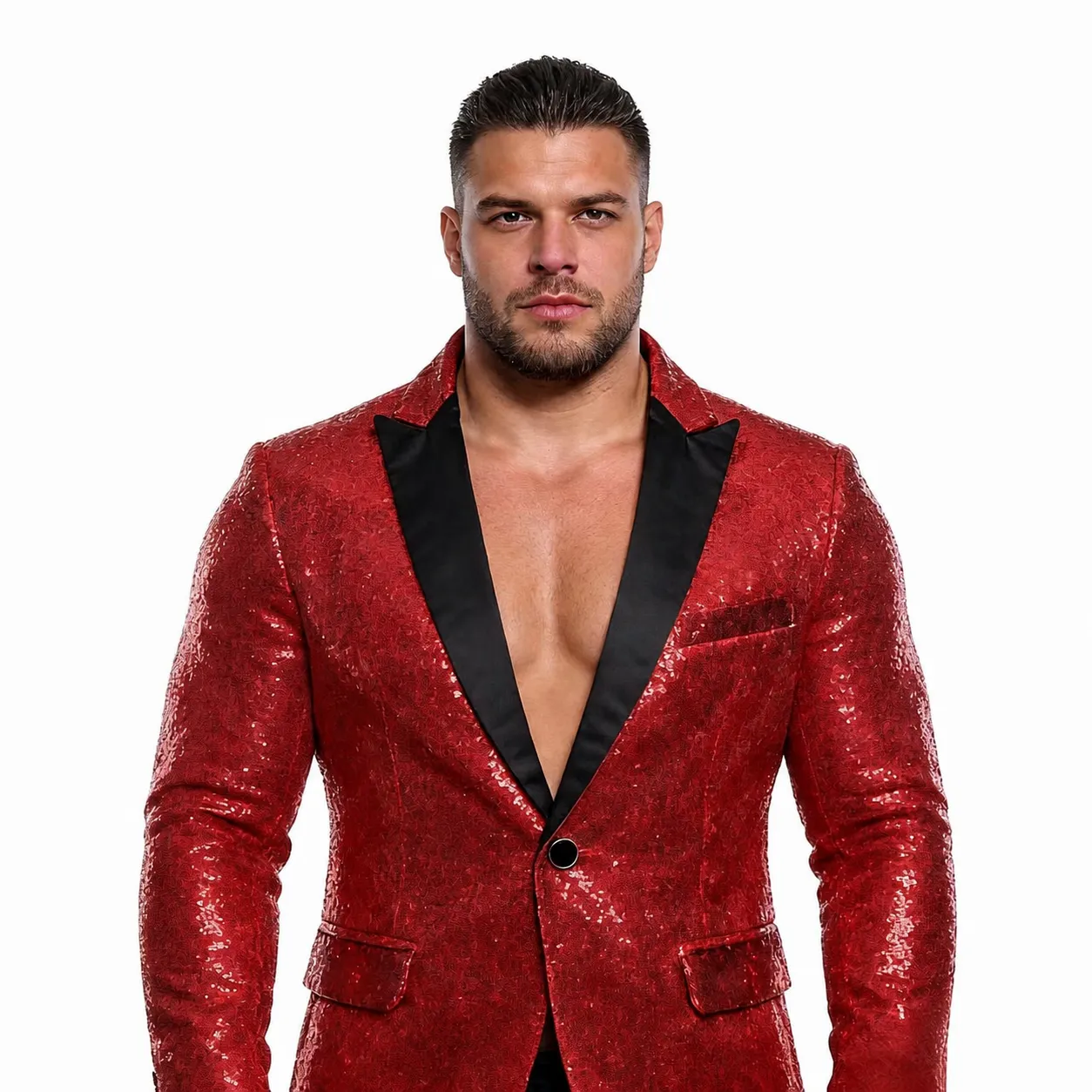 Herren Pailletten Anzugjacke Glitzer Blazer Ein Knopf Revers Party Nachtclub Bühne Performance Formale Oberbekleidung