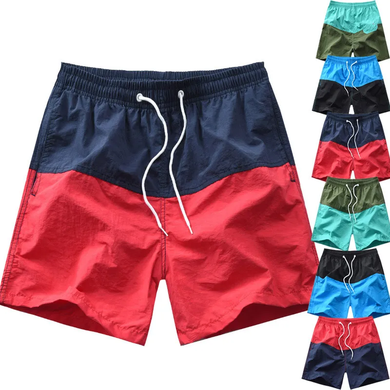 Shorts de Plage Décontractés à Rayures et Bloc de Couleur pour Hommes Été Séchage Rapide Taille Moyenne Jambe Droite Mode Shorts