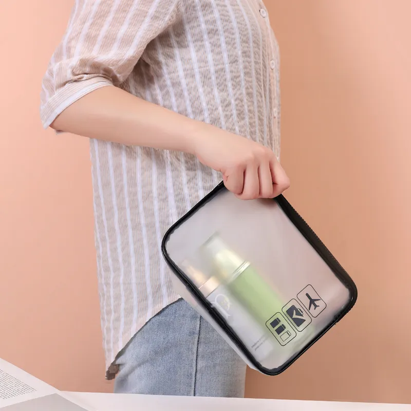 Mat Doorzichtige PVC Toiletzak Waterdichte Grote Capaciteit Reizen Cosmetische Tas Draagbare Opbergtas Make-up Organizer