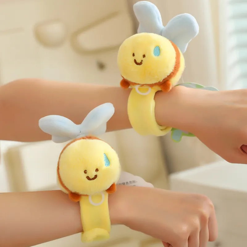 Cute Little Bee Slap Bracelet Plush Toy Creative Cartoon Animal Wrist Band Soft Stuffed Toy Event Gift