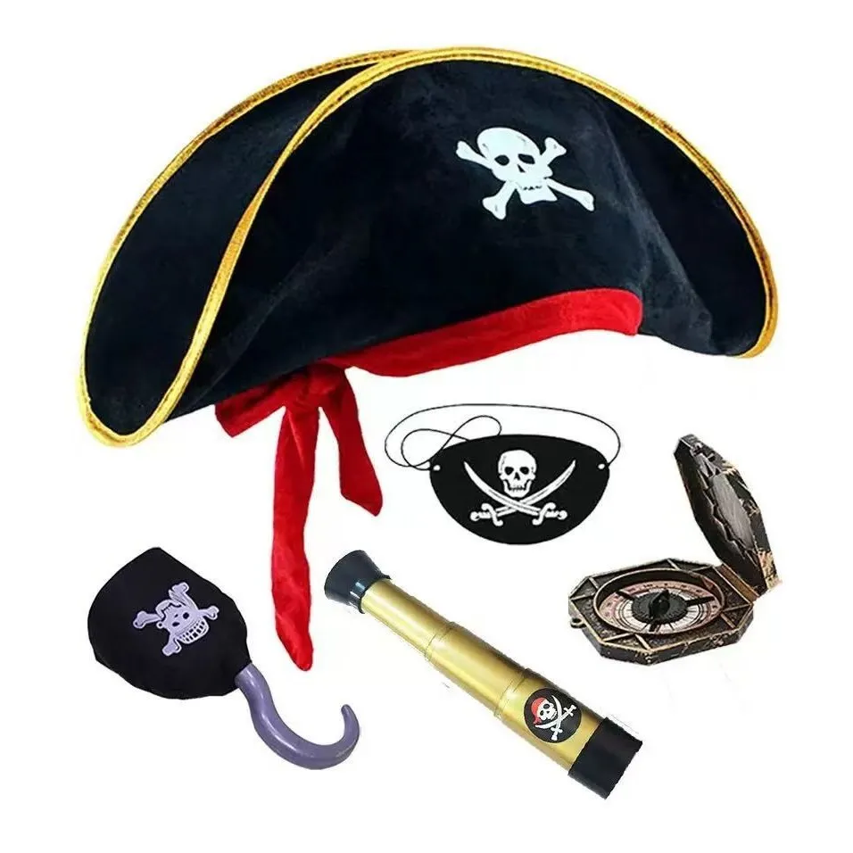 Cappello da Pirata di Halloween Teschio Ossa Incrociate Capitano Festa Cosplay Accessori