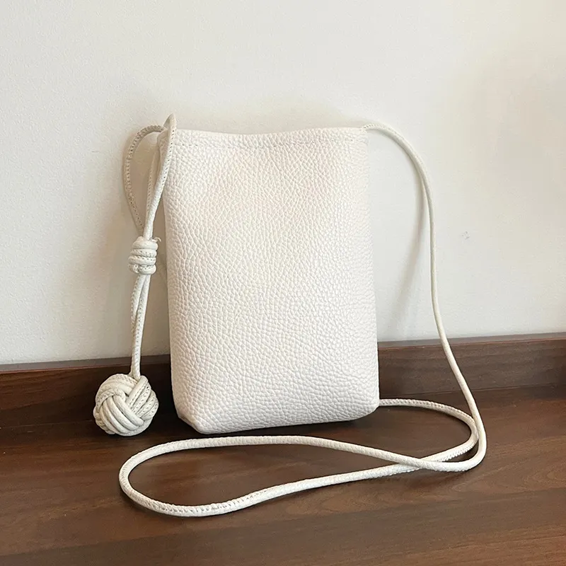 Petit Sac Carré Minimaliste en Cuir PU pour Femmes Sac Bandoulière Téléphone Texture Litchi avec Fermoir Magnétique et Nœud