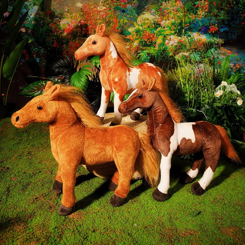 Simulation Horse Plush Toy Stuffed Animal Doll Soft Cute Pony Figure Home Car Decor Birthday Gift