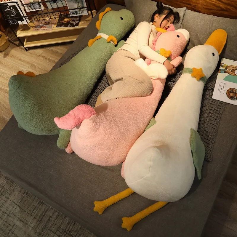 Cute Cartoon Animal Long Plush Pillow Soft Stuffed Dinosaur Unicorn Duck Doll Sleeping Bolster Backrest Home Decor