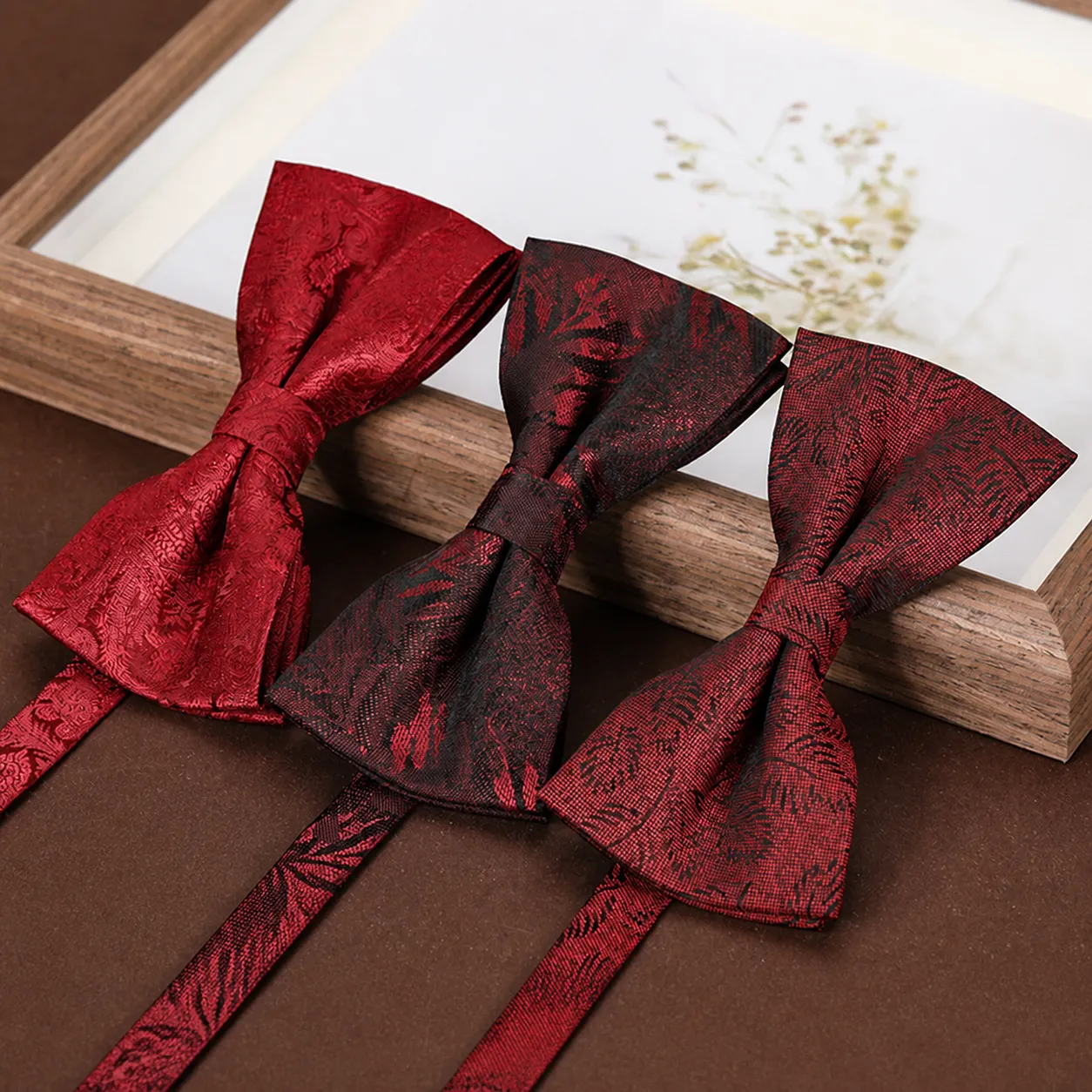 Classic Brocade Jacquard Wedding Business Bow Tie Adjustable Pre-Tied Neckwear For Formal Suit And Tuxedo Accessories
