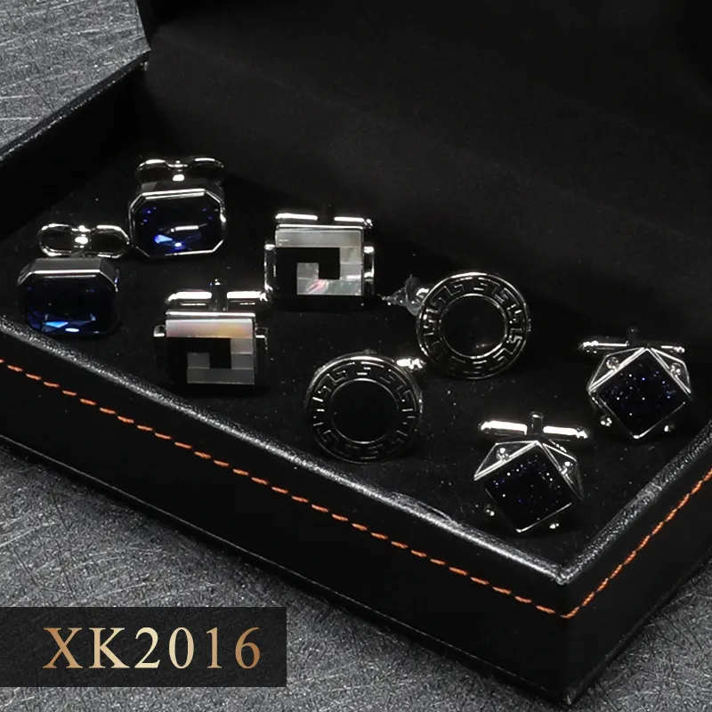 Ensemble de Boutons de Manchette Français pour Hommes Boutons de Manchette en Cuivre Luxe Affaires Chemise Géométrique Boîte Cadeau Bijoux