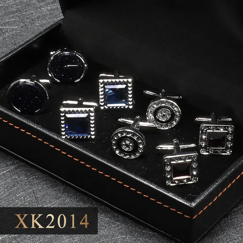 Boutons de Manchette Français pour Hommes Luxe Costume d'Affaires Chemise Ensemble Boîte Cadeau Élégant Cuivre Bijoux de Mode