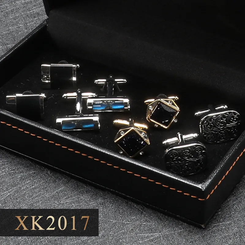 Boutons de Manchette Français pour Hommes Ensemble Boîte Cadeau Cuivre Métal Costume d'Affaires Chemise Boutons de Manchette Accessoires de Bijoux de Mode