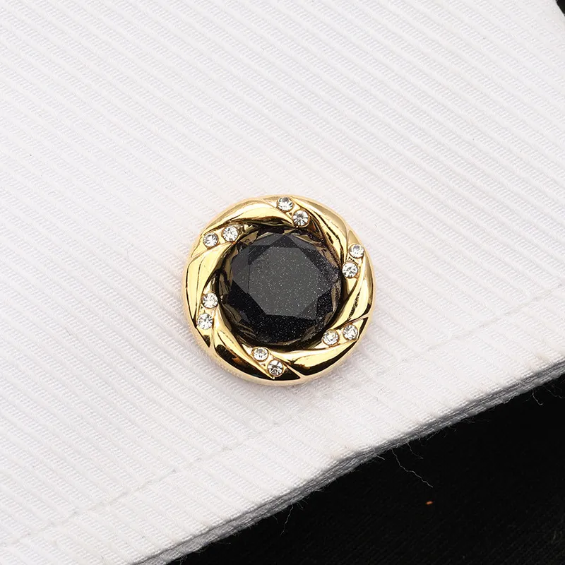 Boutons de Manchette Français d'Affaires pour Hommes en Cuivre Boîte Cadeau Rétro Cristal Strass Mode Costume Chemise Bijoux Accessoires