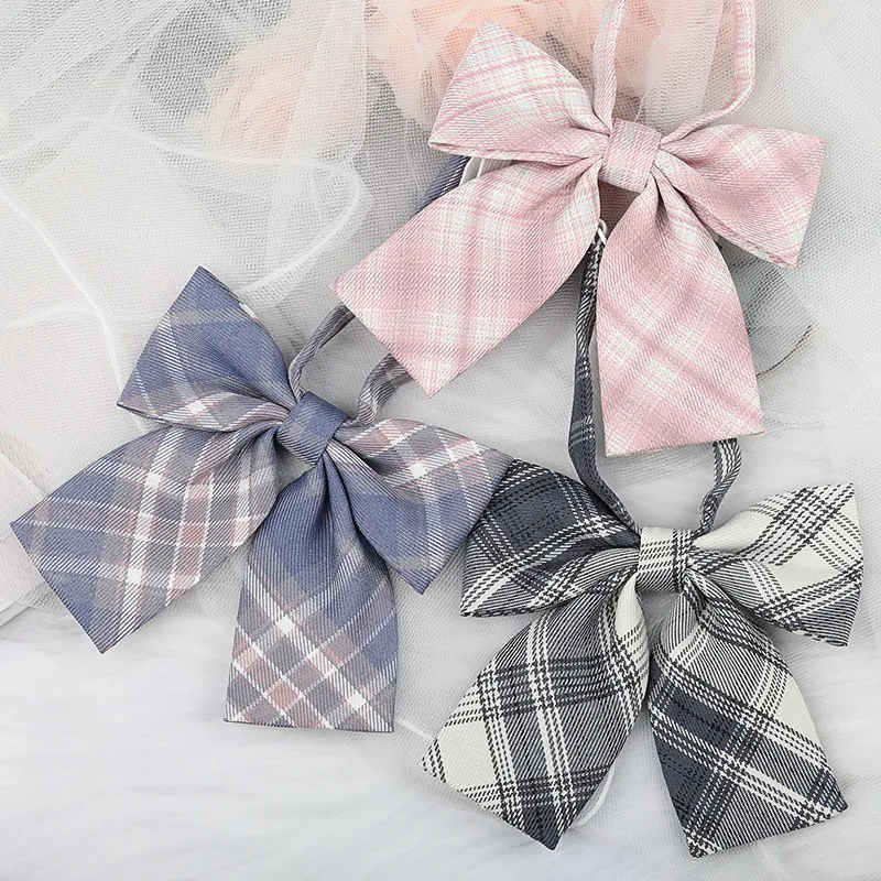 JK Japanese Style Plaid Ribbon Bow Tie Preppy Sweet Collar Accessory Women Sailor Uniform Shirt Decorative Neckwear