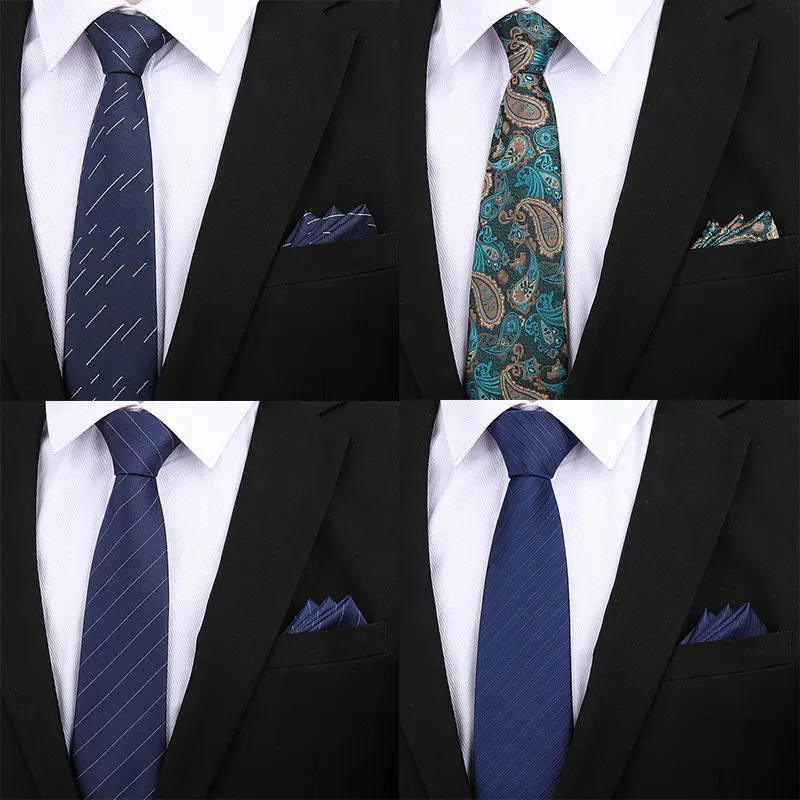 Heren Formeel Zakelijk Huwelijk Stropdas En Pocket Square Set Polyesterzijde Gestre Tilde Stropdas Voor Bruidegom Banket Feest