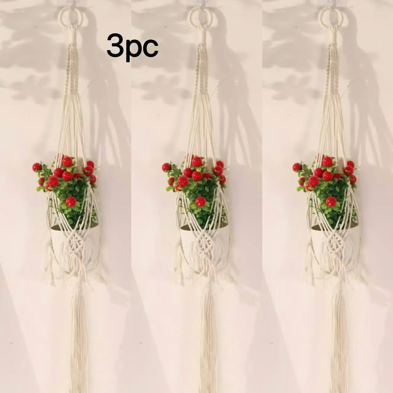 Handgemaakt Geweven Katoen Plantenhanger Boho Hangende Plantenmand Binnen Wanddecoratie Bloempot Houder