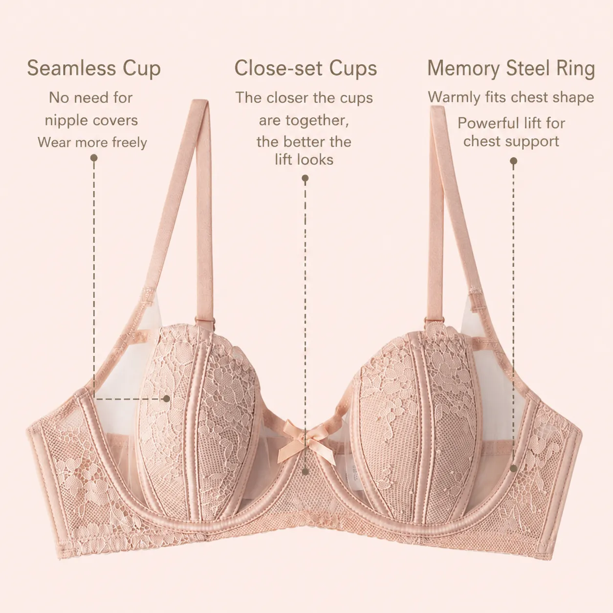 French Sexy Bunny Ear Cup Lingerie Set For Women Lace Push Up Bra And Panty Set Hollow Out Mesh Underwear For Daily Date