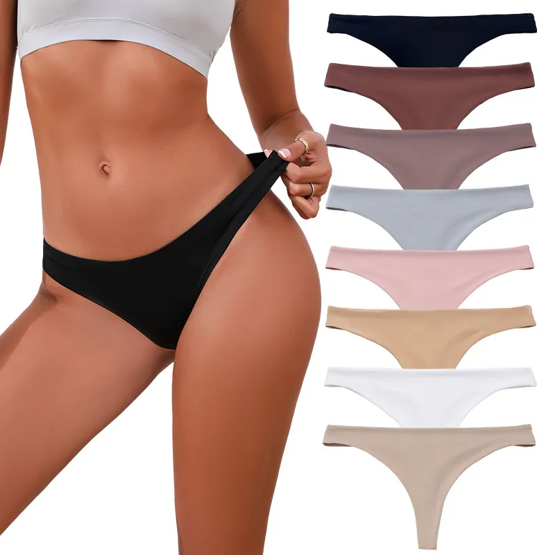 Perizoma Senza Cuciture da Donna Pantie in Nylon Sexy a Vita Bassa Un Pezzo Invisibile T-Back Intimo Traspirante Comfort G-String