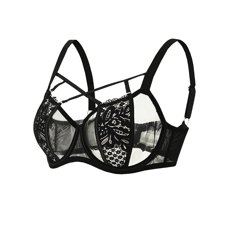 Sexy Spitzen-BH Große Größen Dünne Cups Minimizer Push Up Anti-Hängend Unterwäsche Für Damen