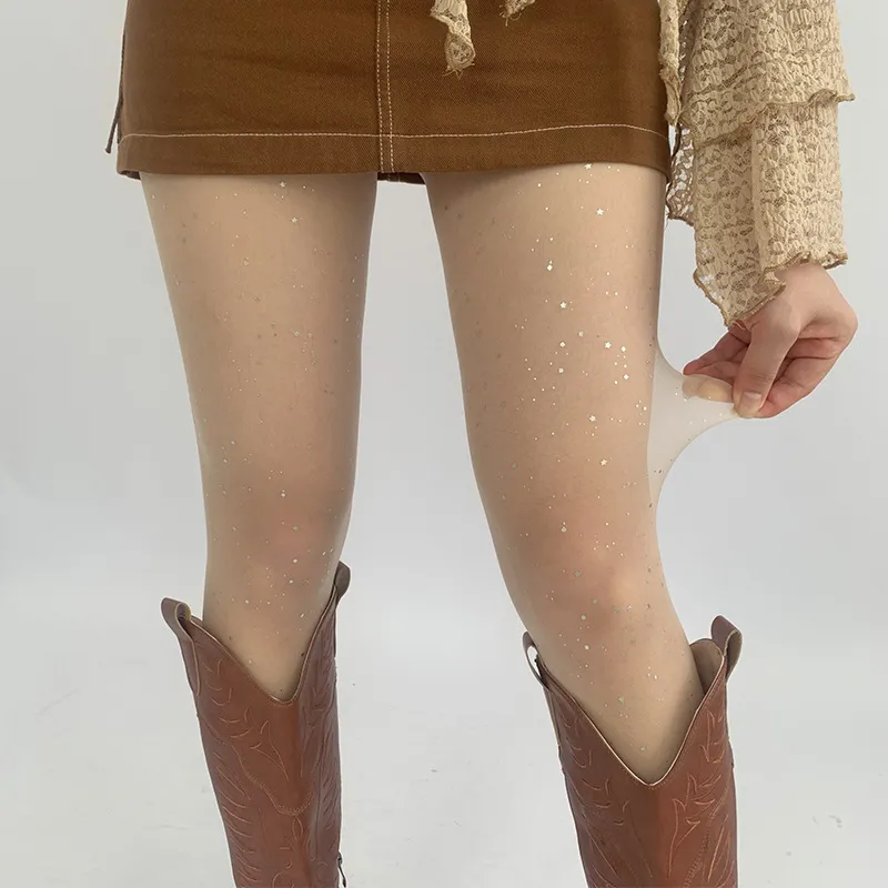 Collant da Donna Ultra Sottili con Strass Glitter Sexy ad Alta Elasticità in Nylon Calze Scintillanti per Feste