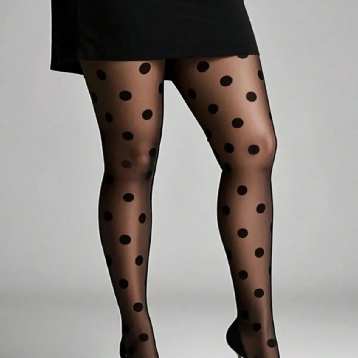 Women Sexy Polka Dot Tights High Waist Elastic Nylon Core Spun Silk Pantyhose Sheer Large Dot Hosiery For Daily Party Dating