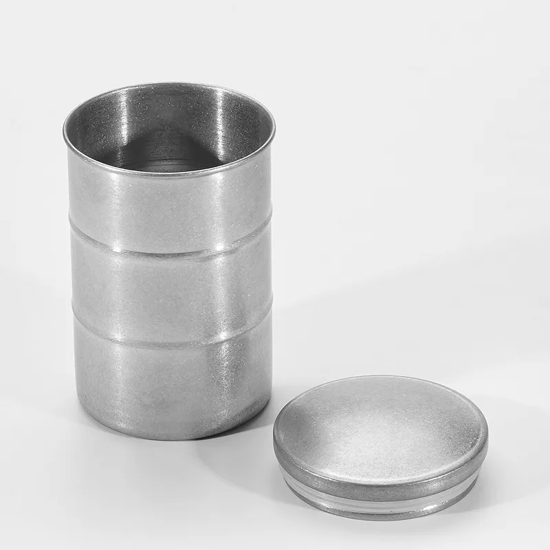 Réservoir de Stockage de Grains de Café en Acier Inoxydable Rétro Récipient Alimentaire Hermétique Pot à Thé à Nœud de Bambou Organisateur de Cuisine