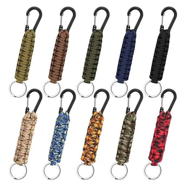 Outdoor Paracord Keychain Multi Functional Woven Carabiner Key Ring Survival Rope Key Chain For Men Women