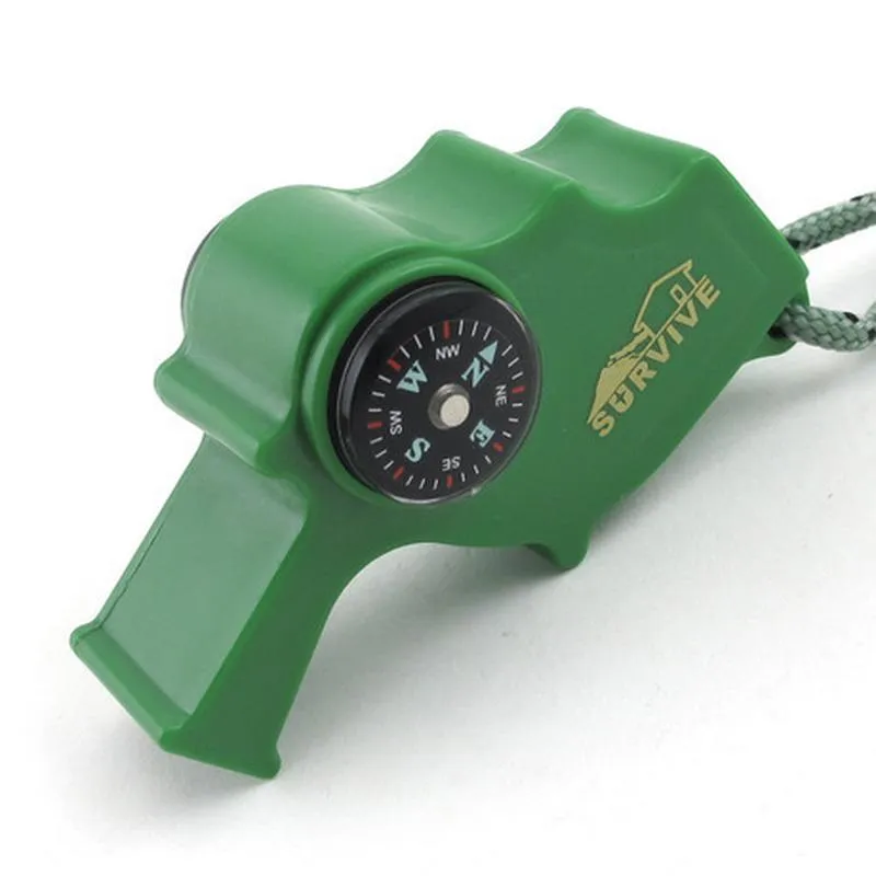 Sifflet de Survie d'Extérieur Sifflet d'Urgence Multifonction Avec Boussole Thermomètre Lanière Pour Randonnée Camping