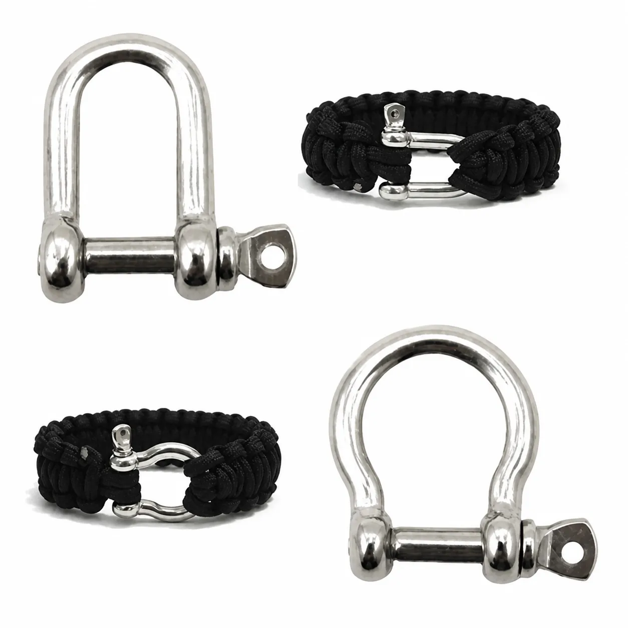 Manille en Forme de U en Acier Inoxydable Boucle de Bracelet Paracord DIY Connexion de Survie en Extérieur Quo