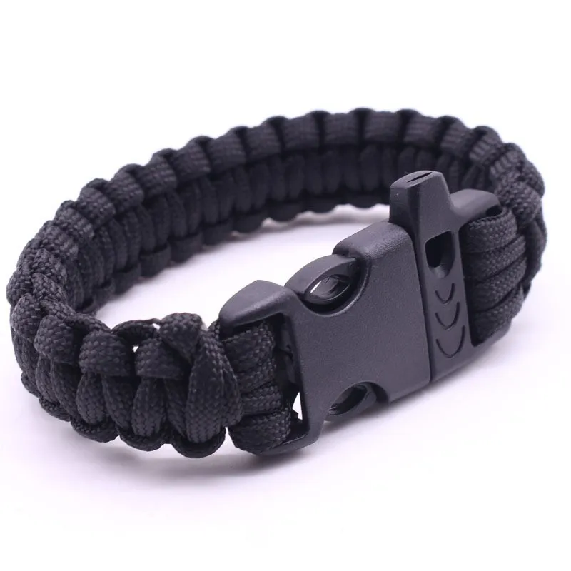 Outdoor Survival Paracord Bracelet Braided Seven-Core Rope Whistle Plastic Buckle Emergency Rescue Wristband Jewelry