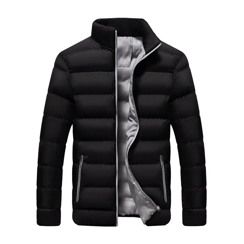 Giacca Imbottita da Uomo Invernale Ispessita Colletto in Piedi Casual Tinta Unita Cerniera Cappotto di Cotone Antivento Caldo Capispalla