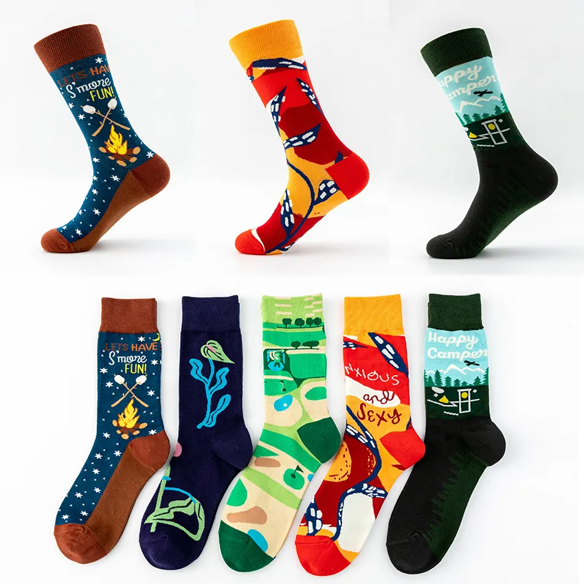 Unisex Fashion Crew Socks Φθινόπωρο Χειμώνας Βαμβάκι Αναπνεύσιμο Χαριτωμένο Cartoon Printed Casual Long Socks Για Άνδρες Και Γυναίκες