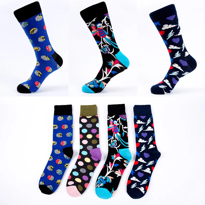 Men's Colorful Crew Socks Funny Streetwear Casual Cotton Blend Patterned Long Socks Plus Size Trendy Fashion Socks