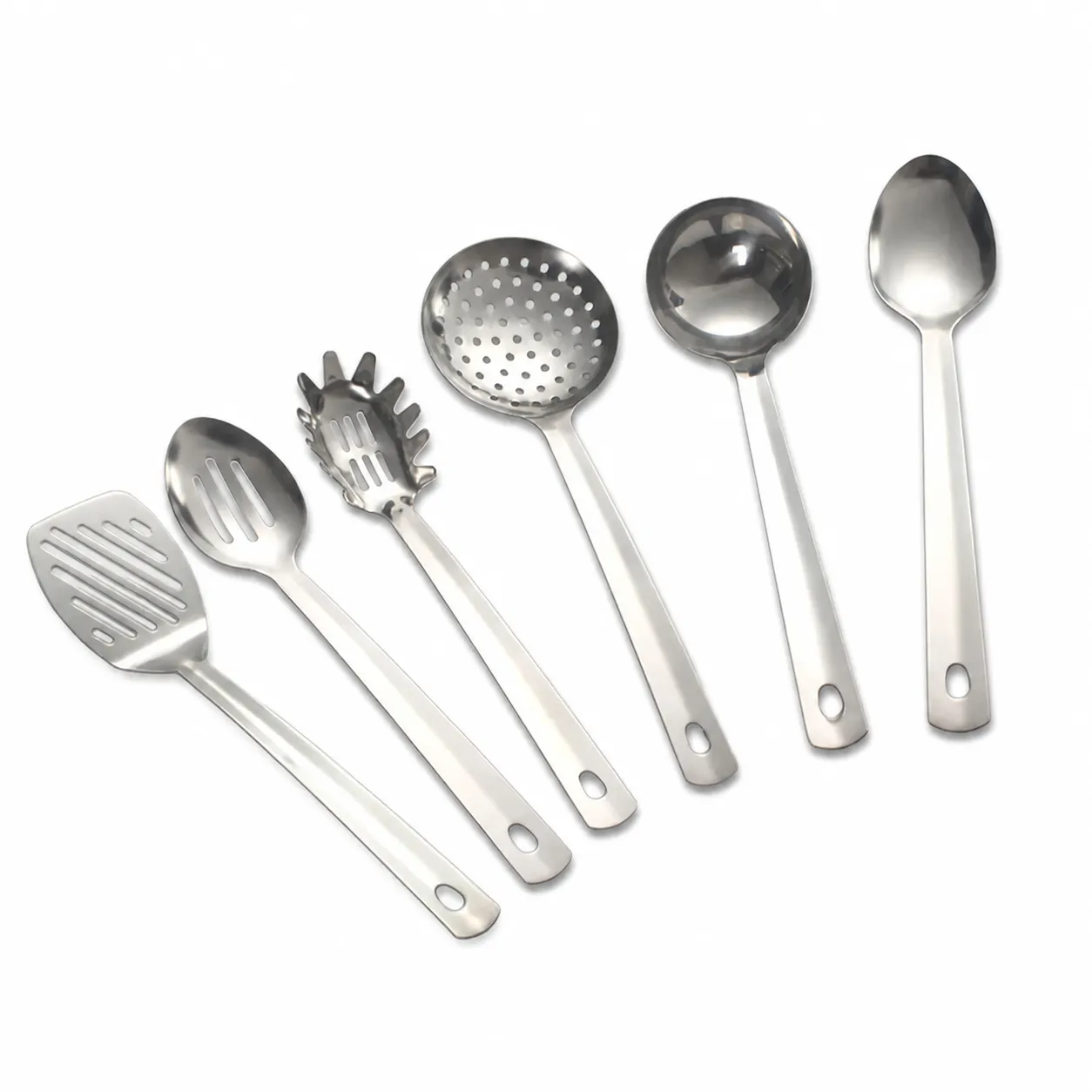 Stainless Steel Cooking Utensils Kitchen Spoon And Spatula Solid Durable Metal Skimmer Soup Ladle Cookware Set