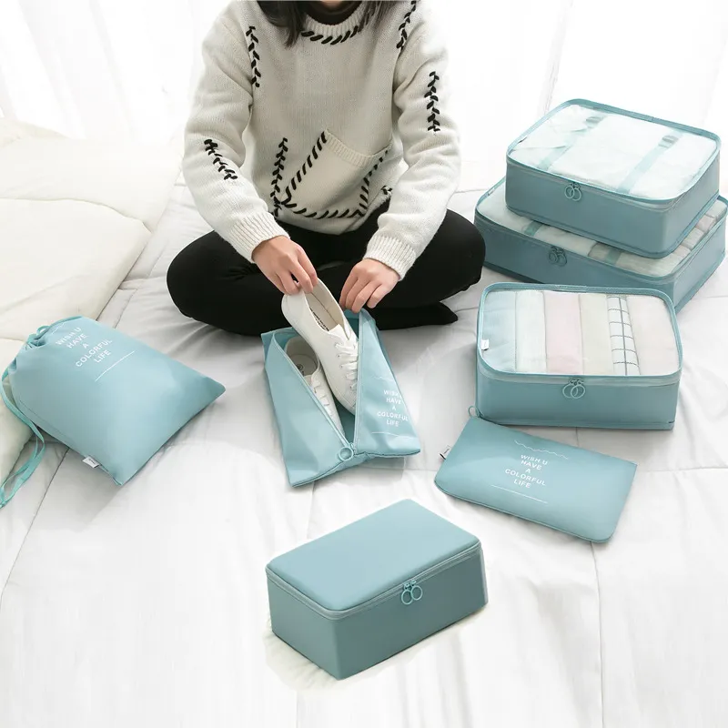 Reise Aufbewahrungstaschen Set Packtaschen Wasserdicht Gepäck Organizer Taschen Für Koffer Kleidung Schuhe Kulturbeutel Reise Zubehör