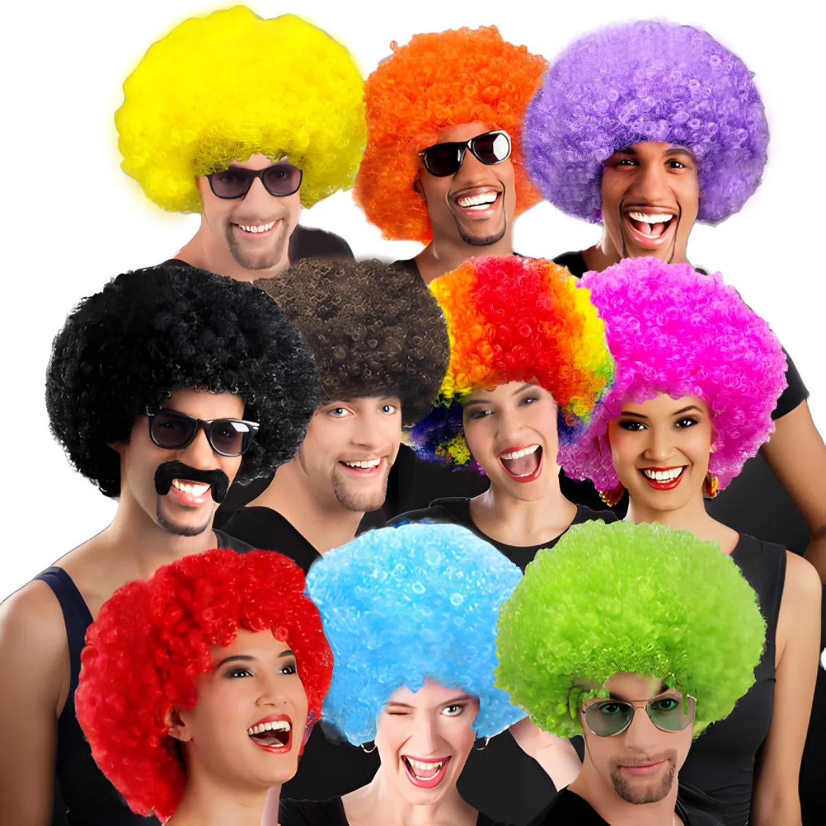 Parrucca Afro Ricci Colorata Capelli Corti Sintetici Festa Divertente Clown Costume Prestazioni Cosplay Parrucca