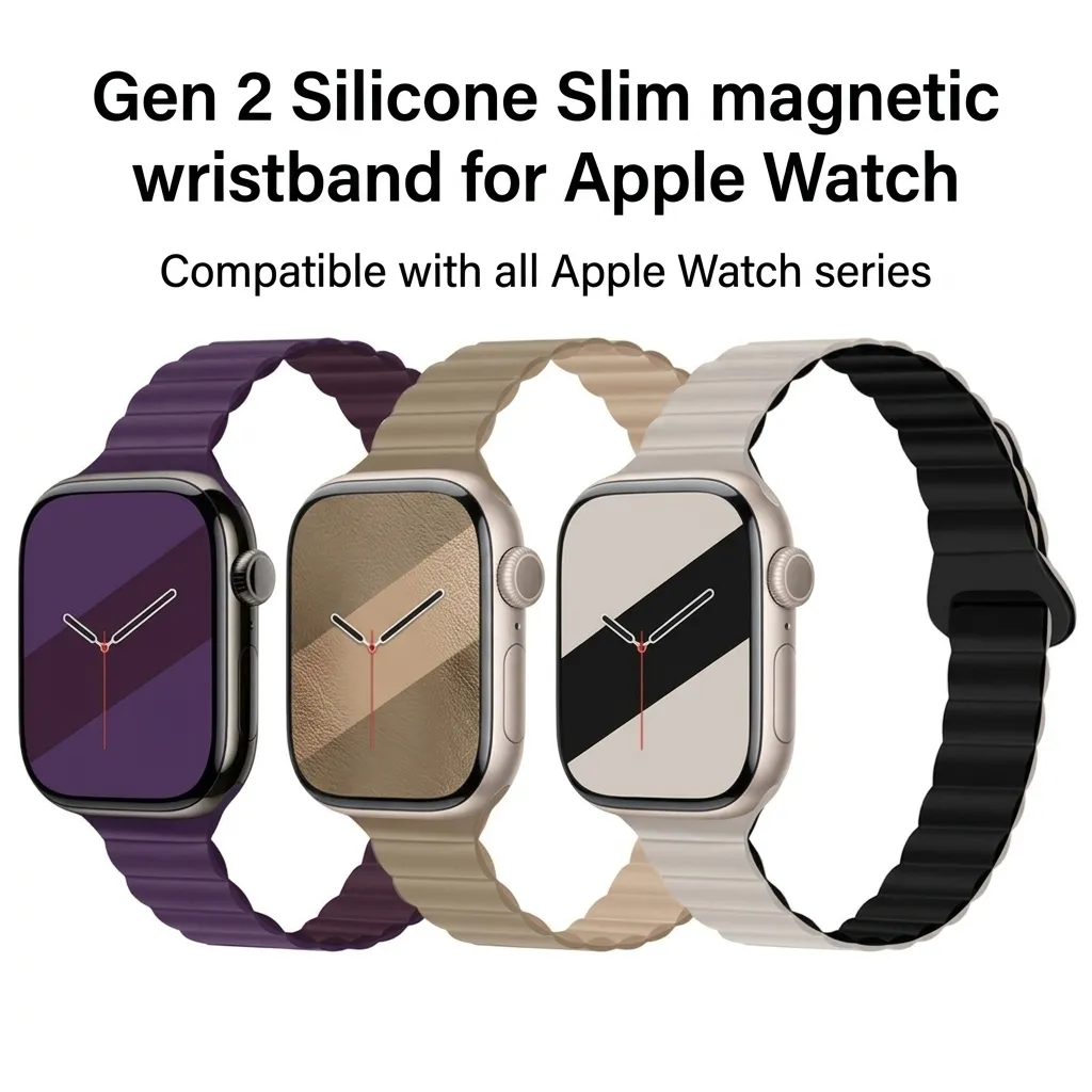 Silikon Magnetisches Uhrenarmband Für Smartwatch Ultra Serie Wellenförmiges Schlankes Ersatzarmband