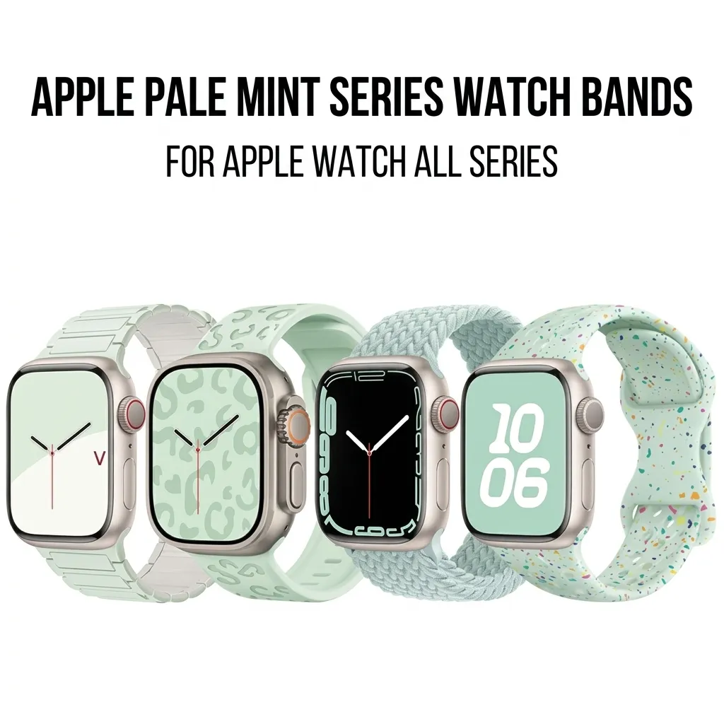 Pale Mint Silicone Braided Watch Band Compatible With Apple Watch Ultra Se Series Replacement Strap Fashion Wristband