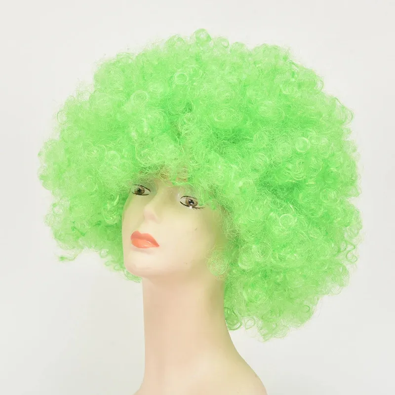 Grüne Afro Perücke Flauschige Kurze Lockige Cosplay Perücke Halloween Weihnachten Party Fußball Fan Kostüm Perücke Haarzubehör