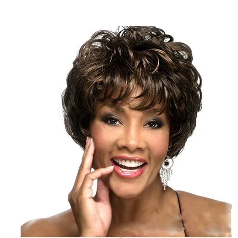 Women Short Curly Synthetic Wig Fluffy Natural Hair Daily Cosplay Styling Wig