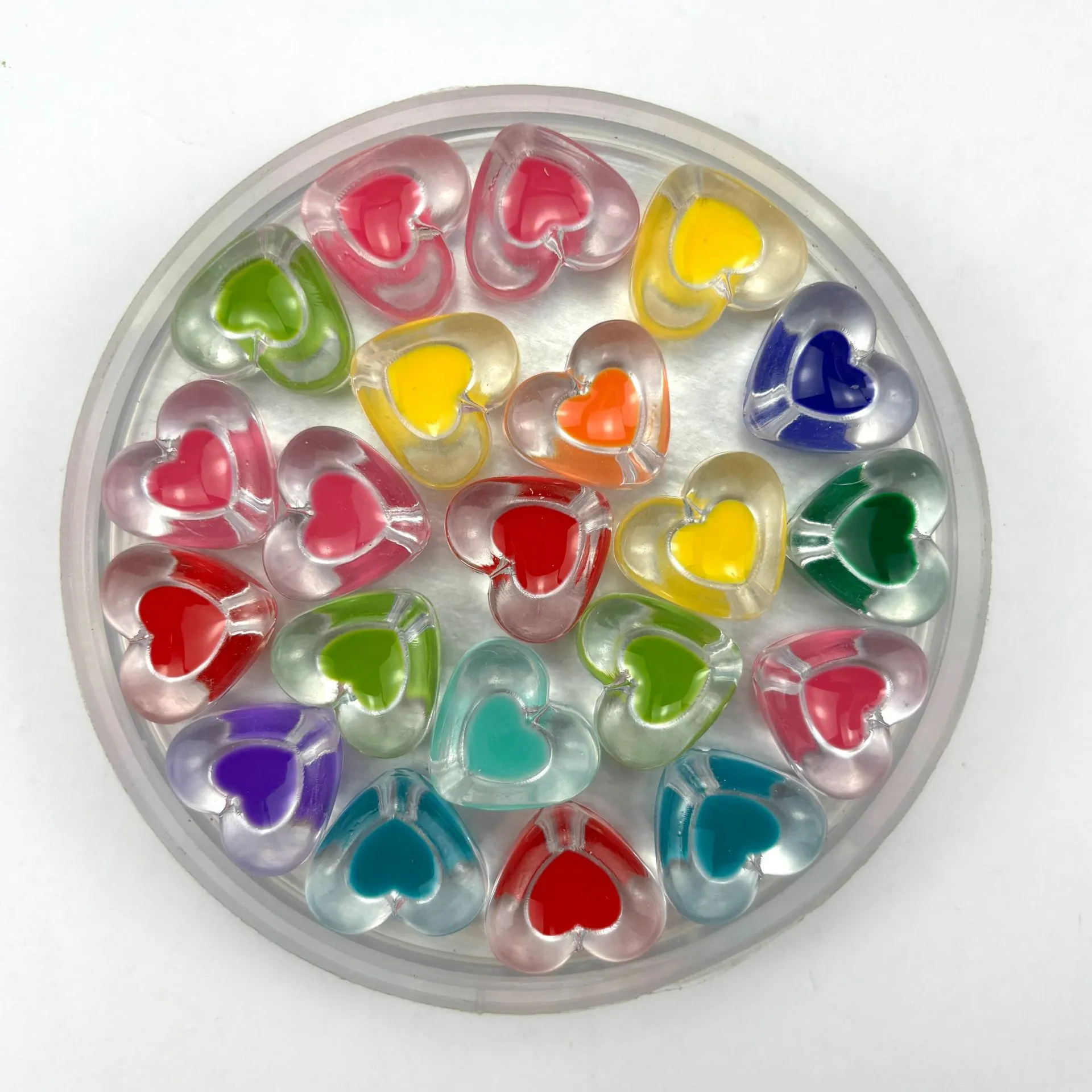 Perline a Cuore in Acrilico Perline Sfuse a Goccia d'Olio Bilaterale Accessori per la Creazione di Gioielli Fai da Te