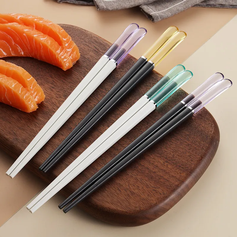 Bacchette in Lega in Stile Giapponese Riutilizzabili Antiscivolo in Metallo per Cucina Familiare Stoviglie