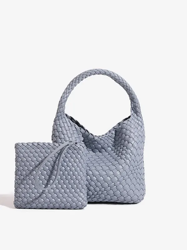Genuine Leather Woven Tote Bag For Women Luxury Handbag Large Capacity Daily Commute Shoulder Crossbody Bag