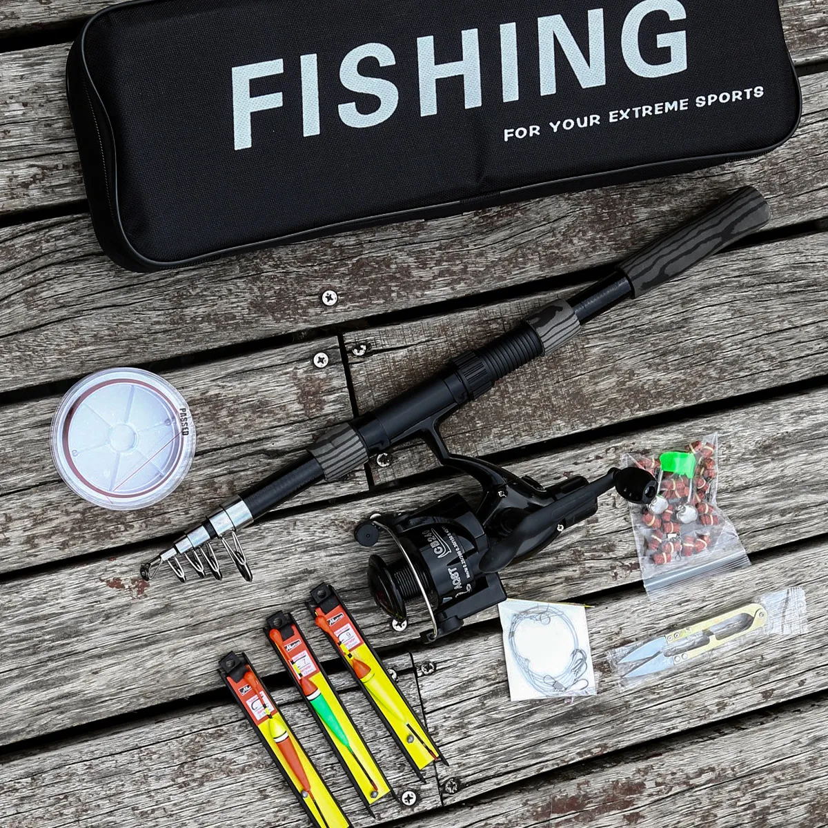 Telescopische Zeehengel Set Glasvezel Vishaak Met Spinning Reel Visas En Aas Accessoires Doos Buitenuitrusting