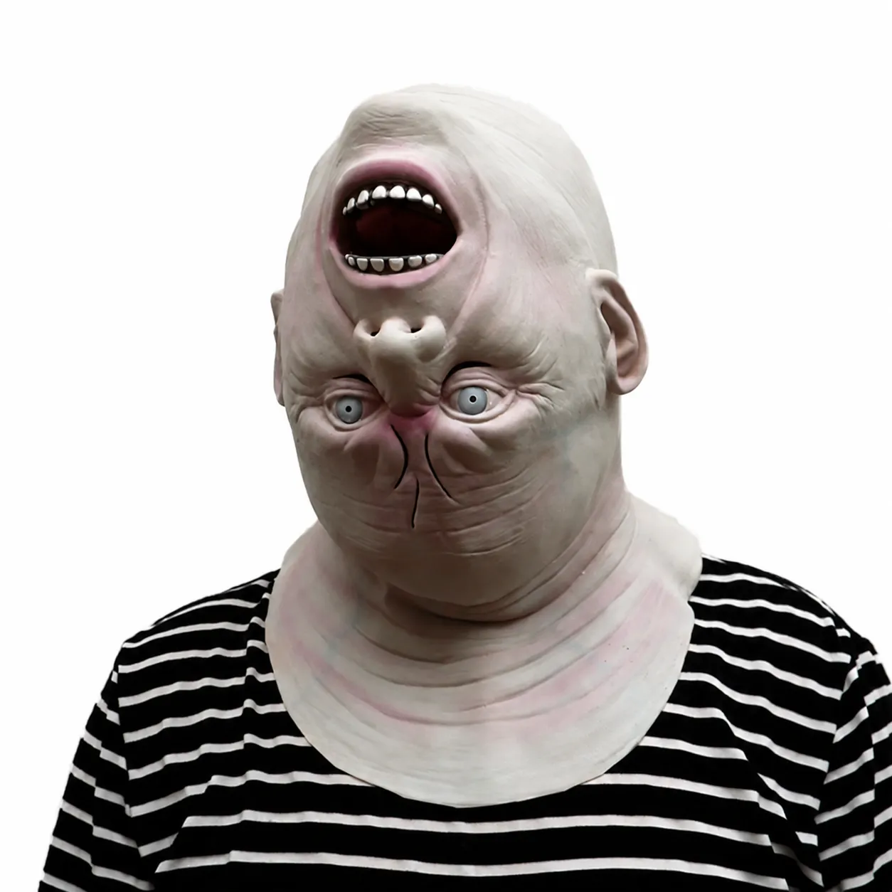 Halloween Scary Alien Head Mask Natural Latex Creepy Horror Upside Down Face Mask For Party Cosplay Costume Prop