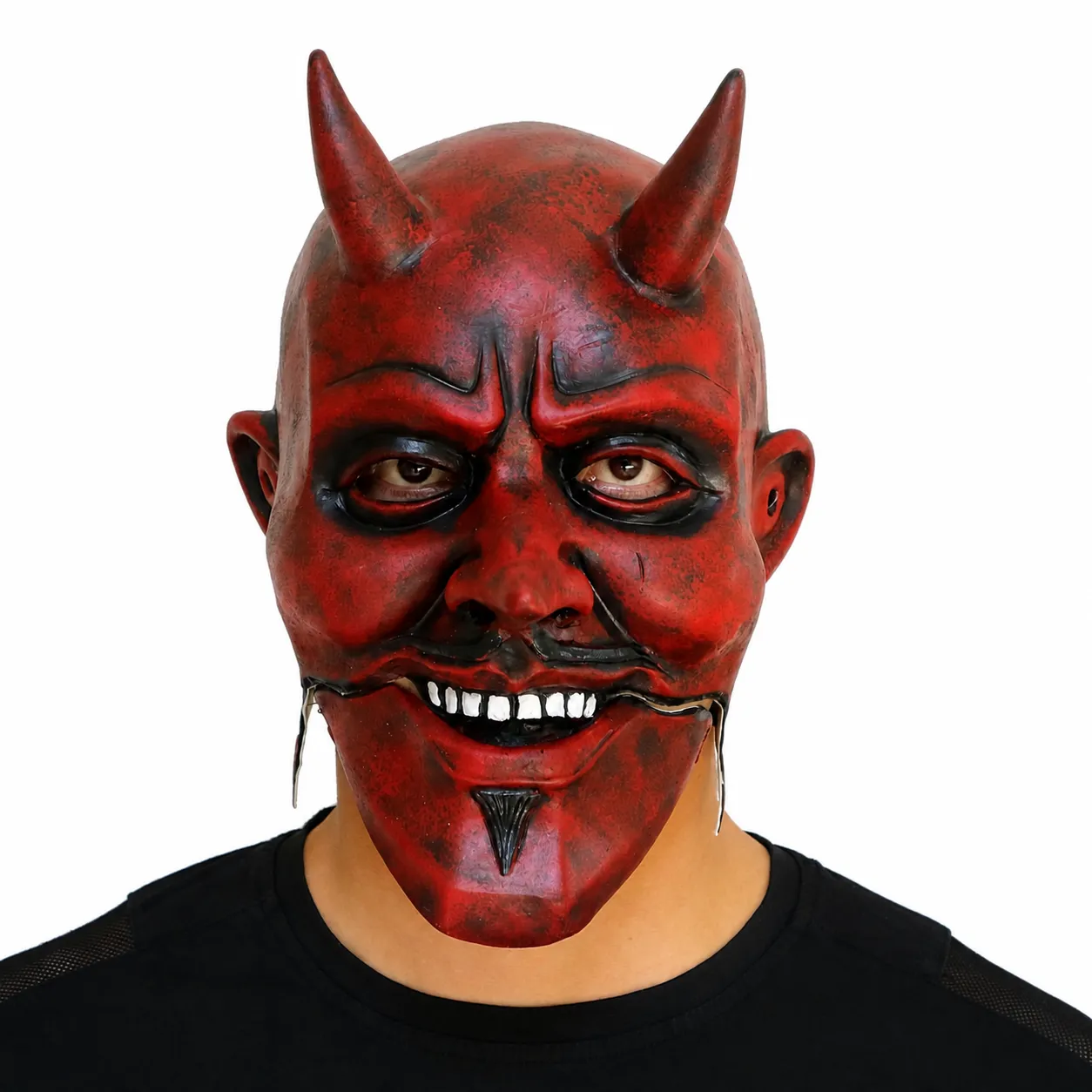 Halloween Bewegende Mond Rode Duivel Masker Eng Cosplay Kostuum Feest Rekwisiet Latex Eng Demon Masker Voor Masquerade Feest Volwassenen