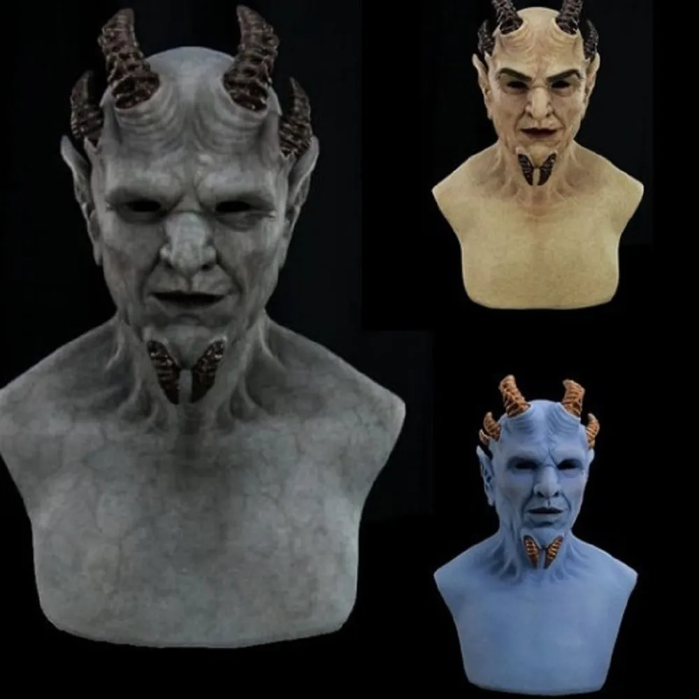 Máscara de Látex de Demonio Oscuro Halloween Cosplay Horror Diablo Tocado Monstruo Espeluznante Cubierta Completa Cabeza Fiesta Disfraz Accesorios