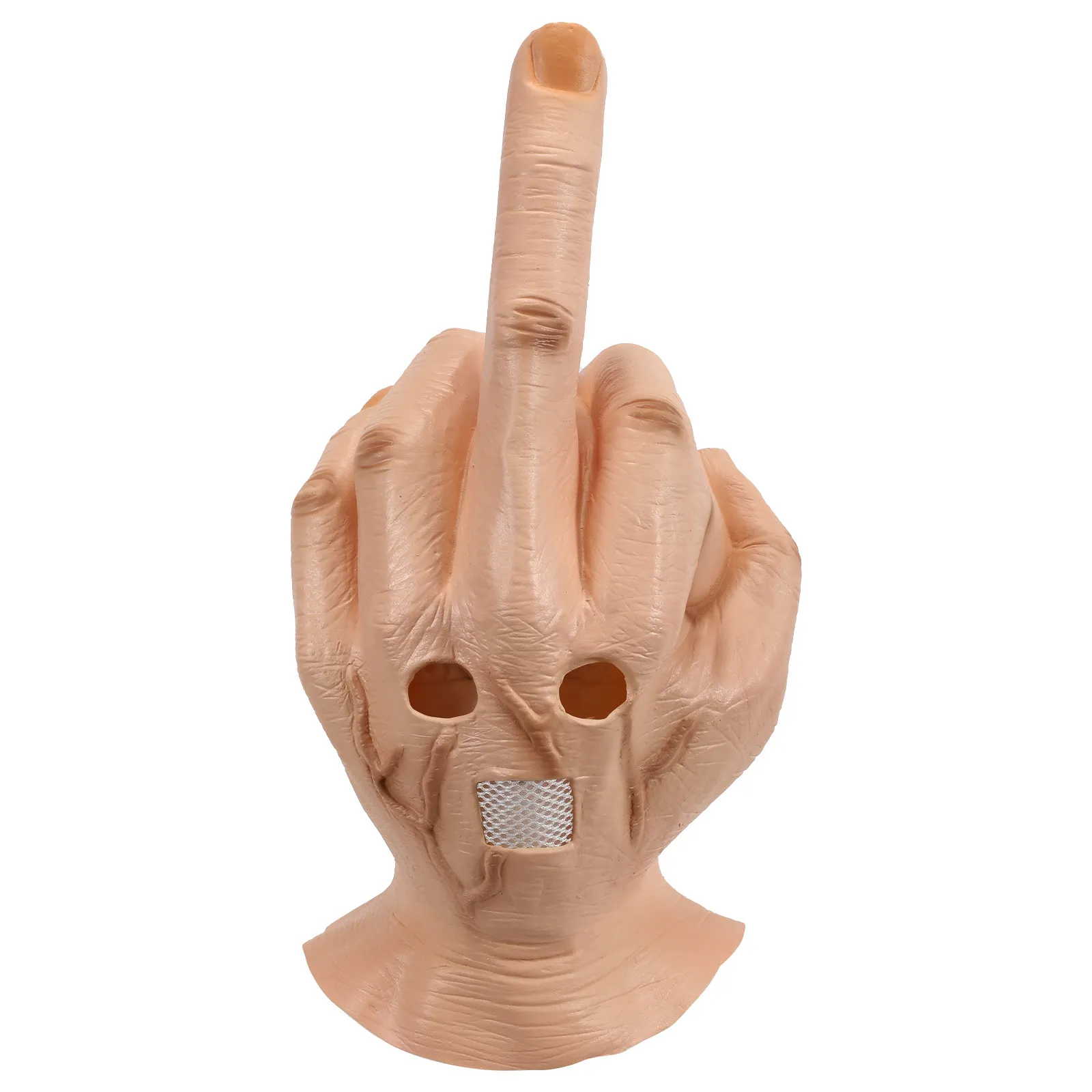 Funny Middle Finger Latex Mask Halloween Party Cosplay Costume Prop Novelty Prank Full Head Face Cover