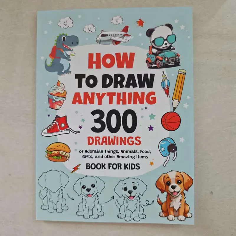 Libro da Disegno per Bambini Animali Carini e Cibo 300 Disegni Album da Disegno Taccuino Creativo per Studenti Ufficio Forniture Scolastiche