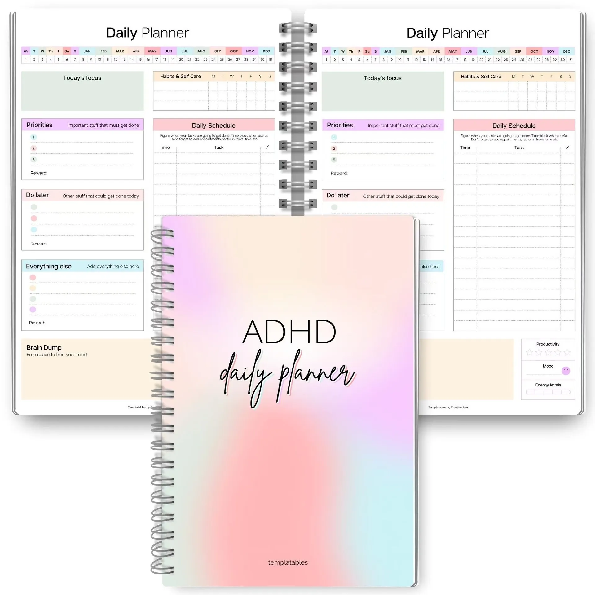 Spiral Bound Daily Planner Notebook Gradient Painted Cover Schedule Organizer For Office School Note Taking