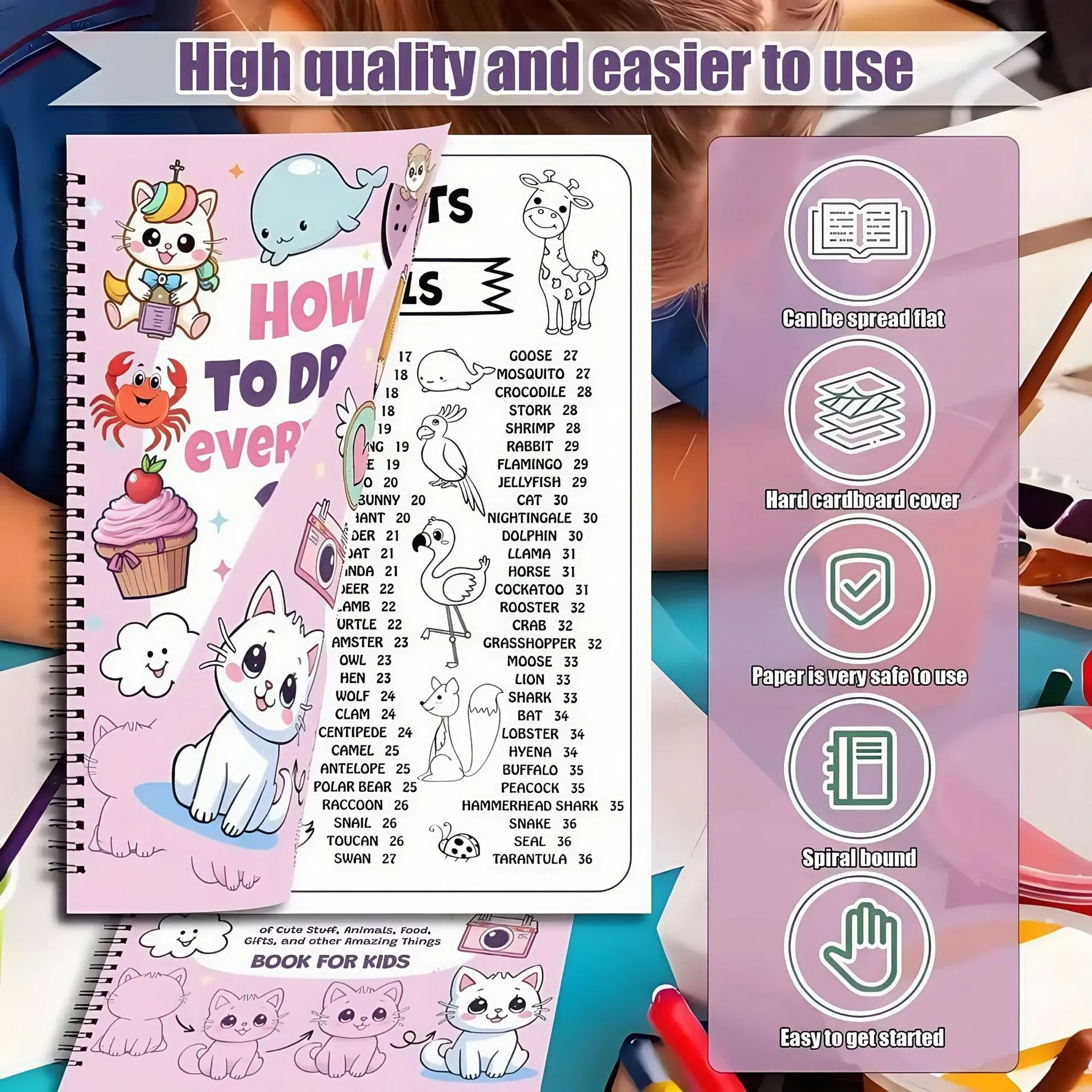 Livre De Dessin Pour Enfants Motif D'Animaux Et De Nourriture Carnet De Croquis Éducatif D'Art Pour Enfants