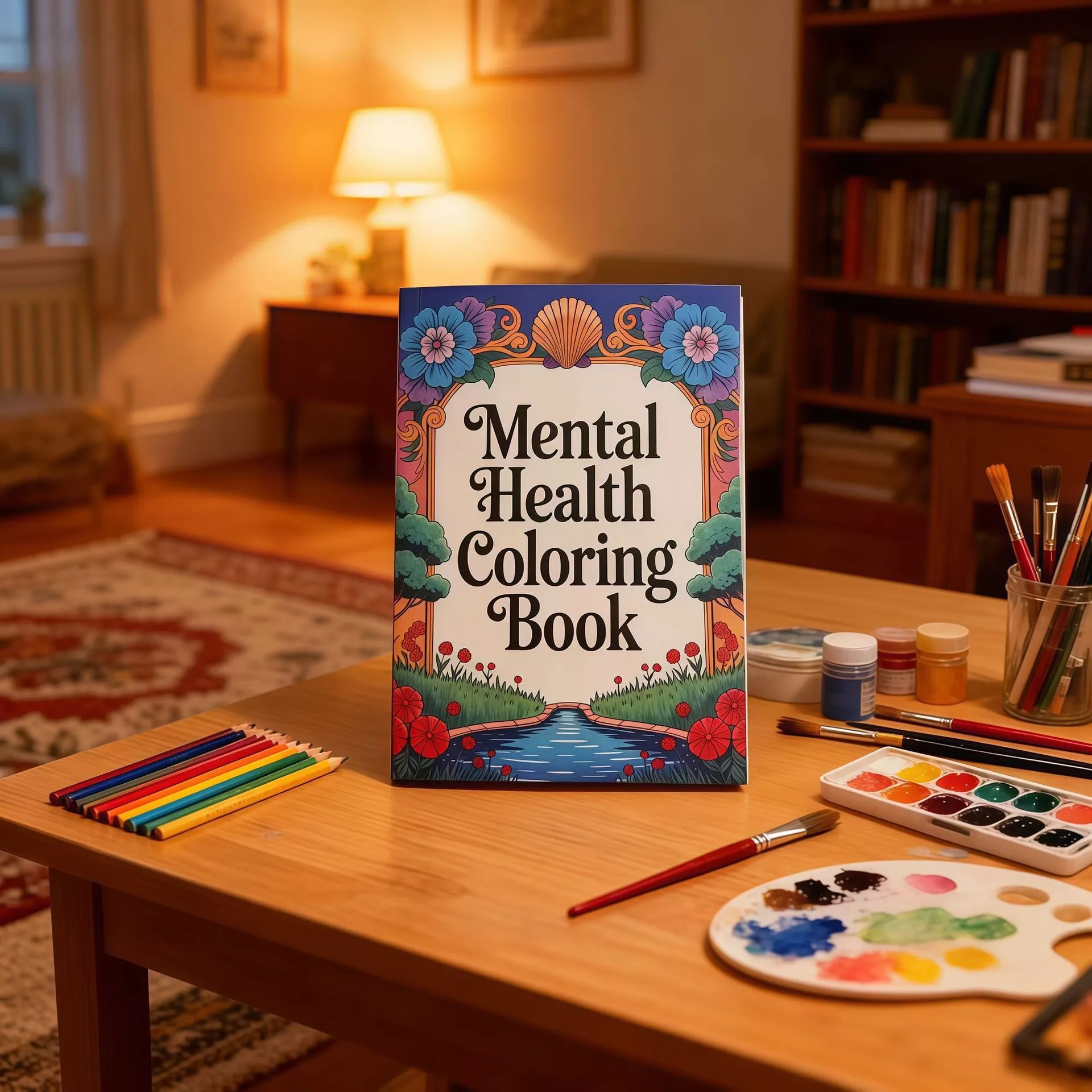Adult Stress Relief Coloring Book Floral And Scenery Mindfulness Healing Hand Drawn Illustration Book For Relaxation