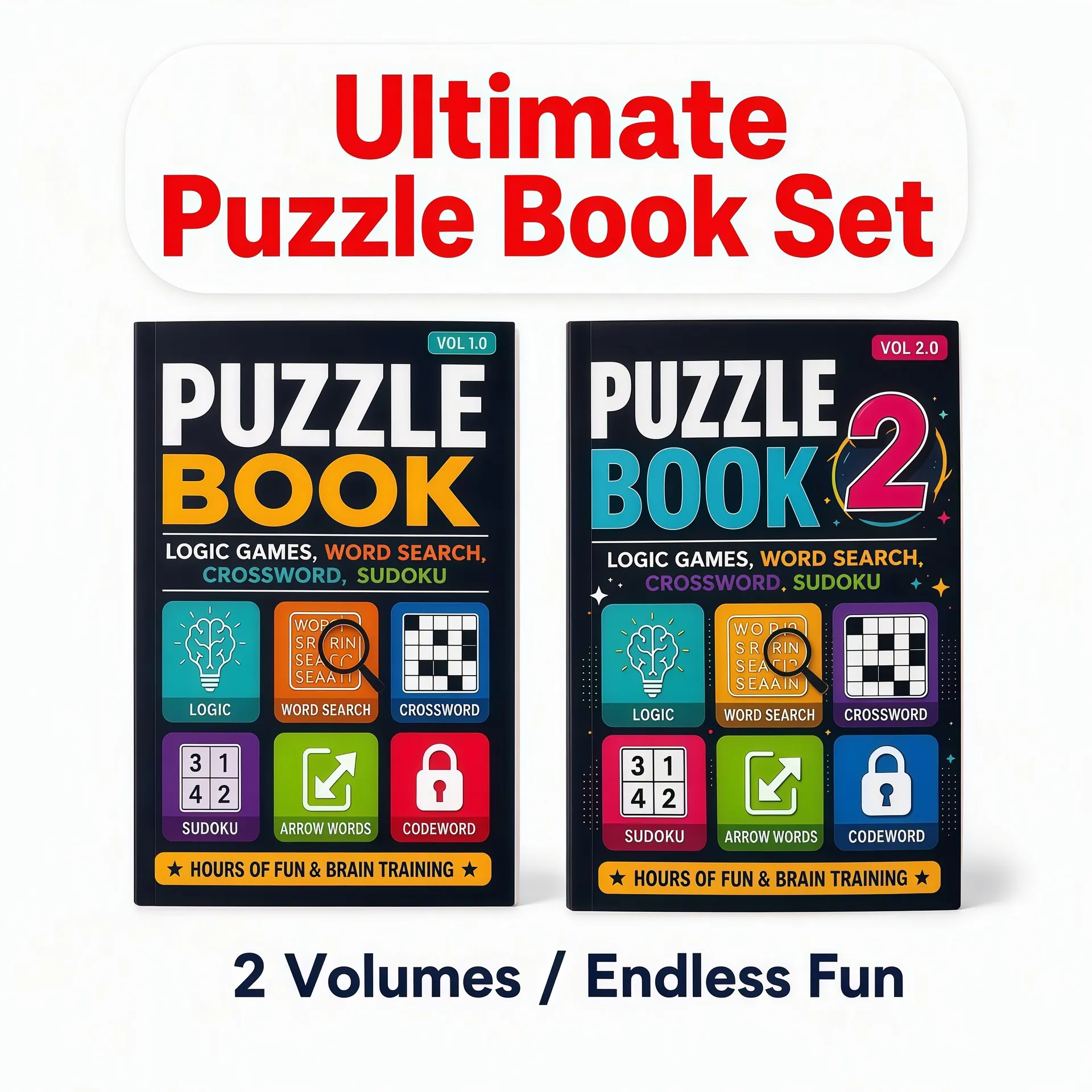Libro di Puzzle in Inglese Giochi di Logica Sudoku Cruciverba Libro di Attività di Allenamento Cerebrale per Adulti e Bambini Libro di Gioco Educativo